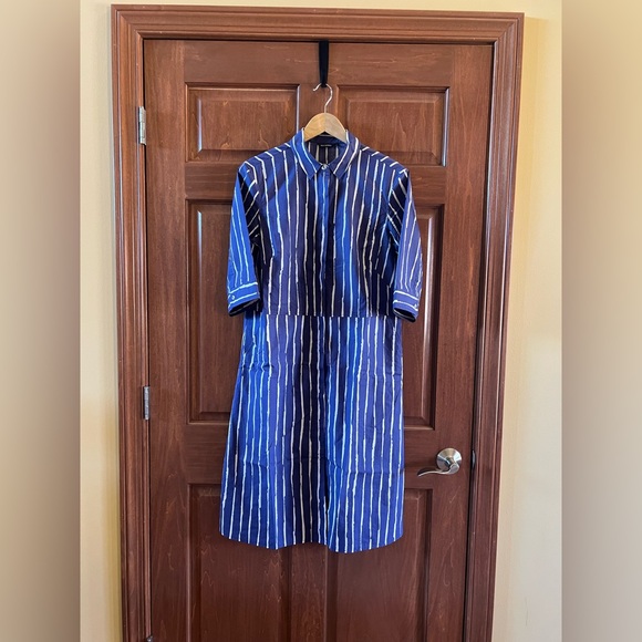 Marimekko Shirt Dress Piccolo Stripes Blue and White Size 40  (Medium) - Picture 2 of 15
